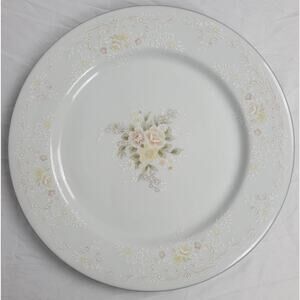Crescent Fine China Jie Pai Dinner Plate Painted Golden Flowers and Accents